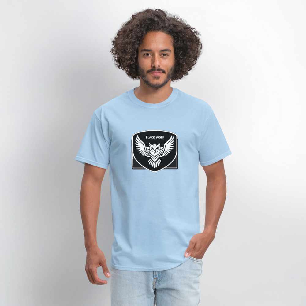 BLACK WOLF OWL TSHIRT - powder blue