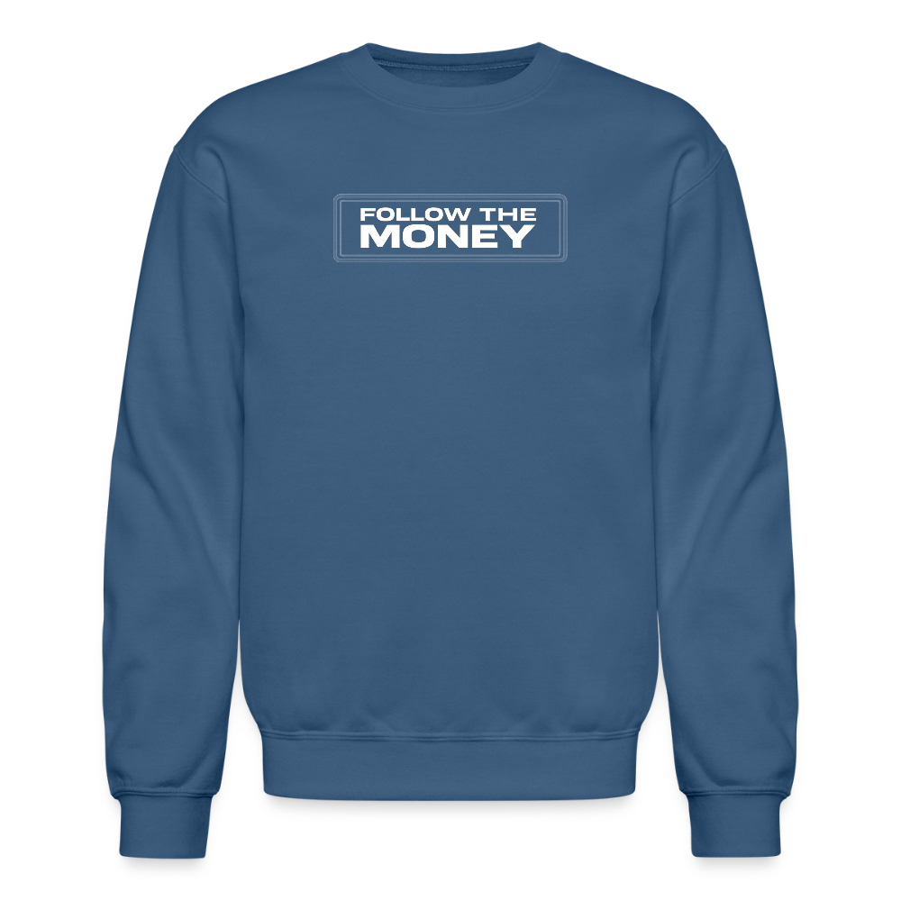 BLACK WOLF FOLLOW THE MONEY CREWNECK SWEATSHIRT - indigo blue