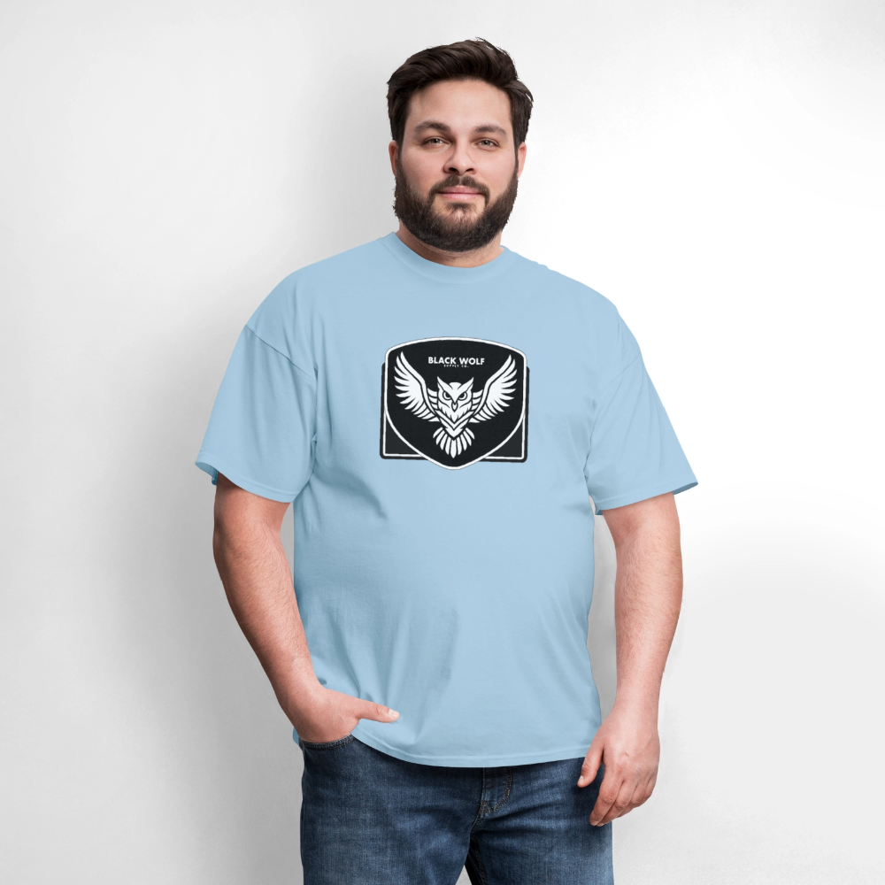 BLACK WOLF OWL TSHIRT - powder blue