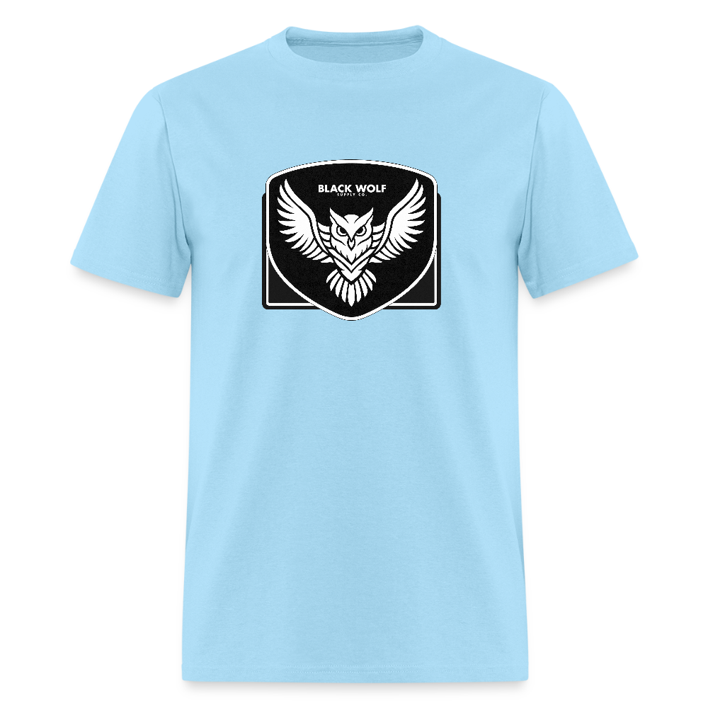 BLACK WOLF OWL TSHIRT - powder blue